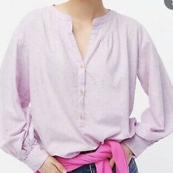 J. Crew Open V-neck Flannel Popover Top - Picture 1 of 7